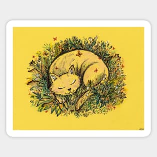 Cat Nap on yellow Sticker